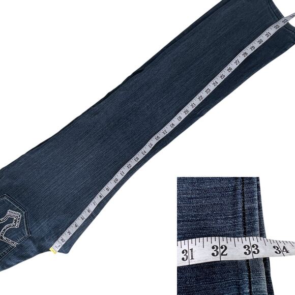 Give Me 5ive Mid Rise Denim Stretch Blue Jeans Bling Back Pocket Juniors Size 13 - Picture 13 of 14